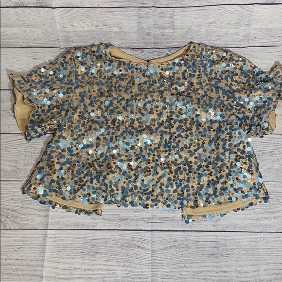 Forever 21 woven top nude/blue small sequin nwt‎ - Picture 1 of 6